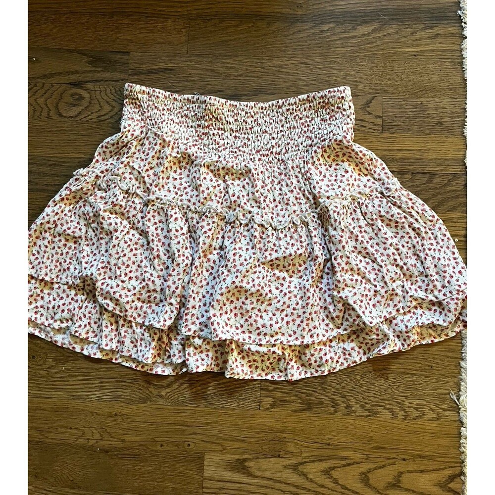 Cottage Core Rosebud Mini Skirt ruffles Sienna Sky  sz L Romantic